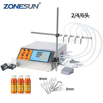 ZONESUN电动小型2头4头6头3-4000ml液体灌装机控制香水液体灌装机