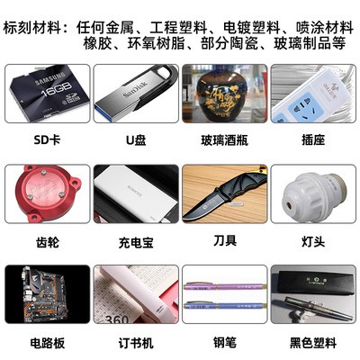 光纤激光打标机金属塑料铭牌logo首饰不锈钢镭雕机紫外激光雕刻机图2