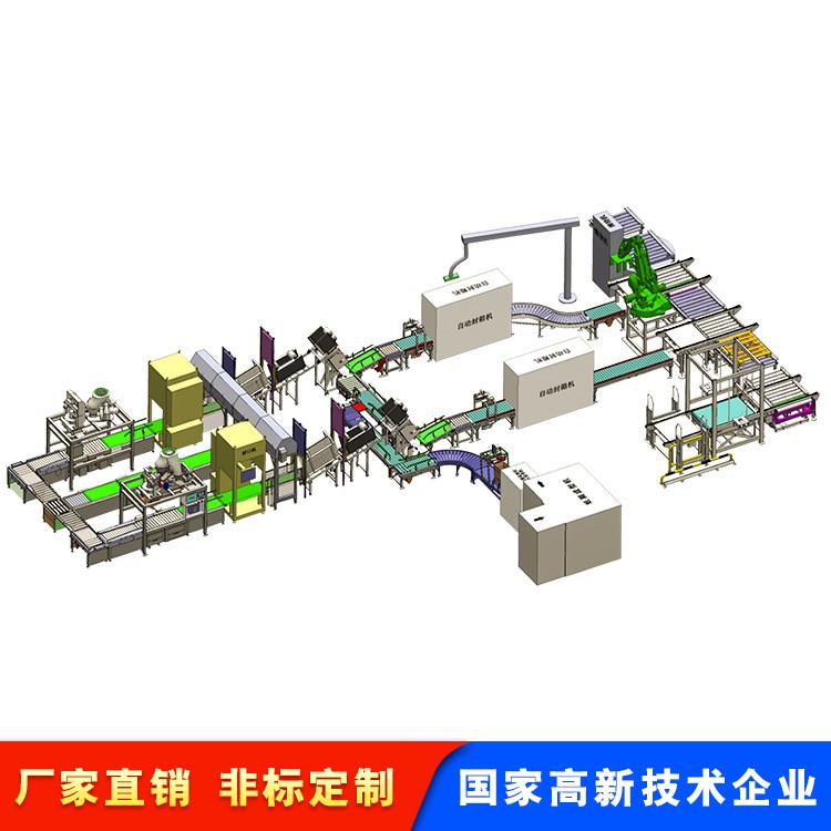 全自动灌装生产线 包袋堆垛搬运线 桶装产品后道包装线厂家直供图1