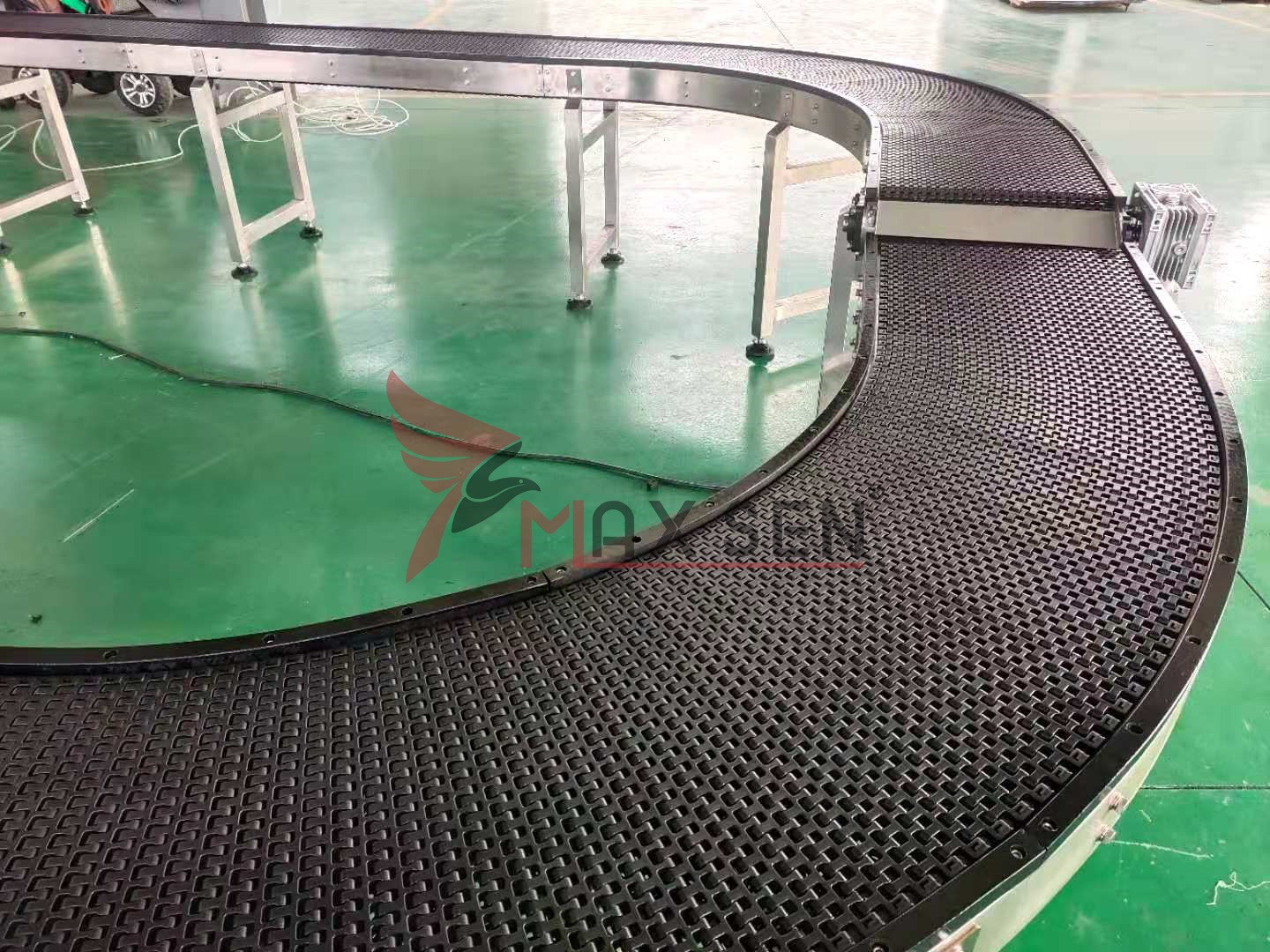 塑料网带食品输送转弯机 塑料网带流水线转弯机快递分拣输送机电议图2