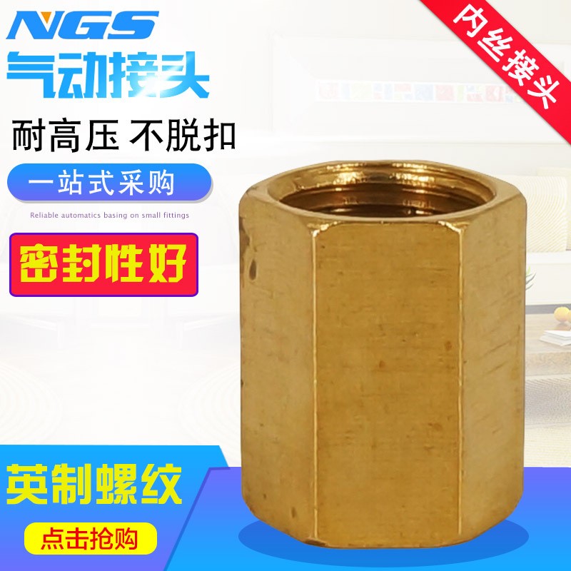 1分2分3分四分内螺纹直通黄铜二通两头内丝接头直接TPUF04图4
