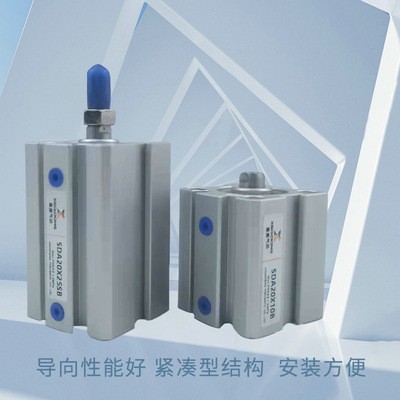 SDA薄型气缸 铝质双向密封方形气缸小型 气动大缸径图2