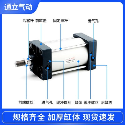 亚德客型铝合金双作用带磁行程可调标准拉杆气缸 SC100*50/100/S图3