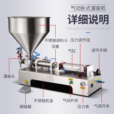 诚招经销商卧式气动膏体灌装机 全自动酱料蜂蜜化妆品定量灌装机图3
