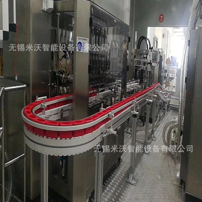 无锡厂家直销柔性输送机 化妆品日用品罐装环形转弯脱模输送线电议图4