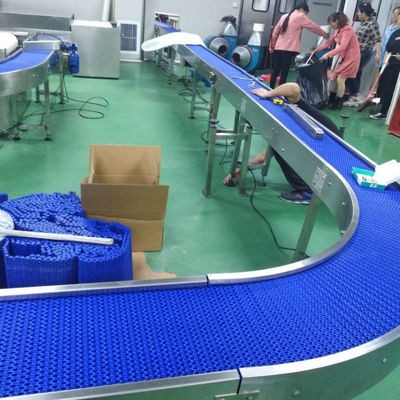 南通不锈钢转弯网带输送机 蓝色网带输送机 平板链食品生产线定金图2