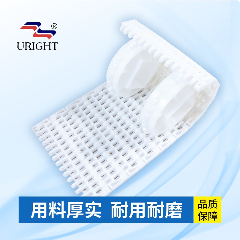 防滑转弯型网带定制 食品级塑料网链 提升机输送链板档板裙边网带图2