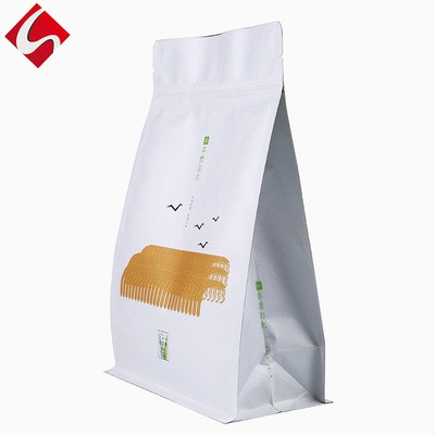 白牛皮纸袋 白色自立牛皮纸袋子 自封袋食品茶叶密封包装袋 定制图3