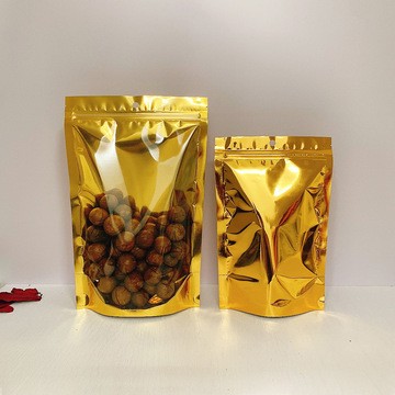 金色铝膜阴阳自立自封袋镀铝半透明铝箔食品包装袋茶叶干果拉链袋图5
