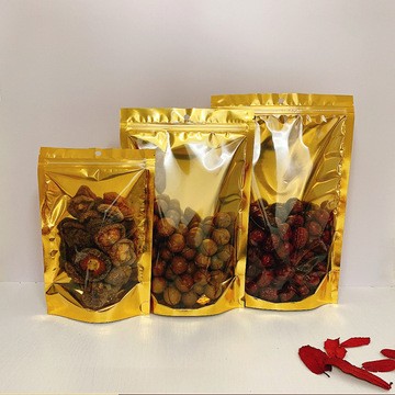 金色铝膜阴阳自立自封袋镀铝半透明铝箔食品包装袋茶叶干果拉链袋图2