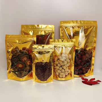金色铝膜阴阳自立自封袋镀铝半透明铝箔食品包装袋茶叶干果拉链袋图3