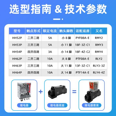 韵科维中间电磁继电器小型8脚DC5V6V12V交流24V36V电流5A可配底座图2
