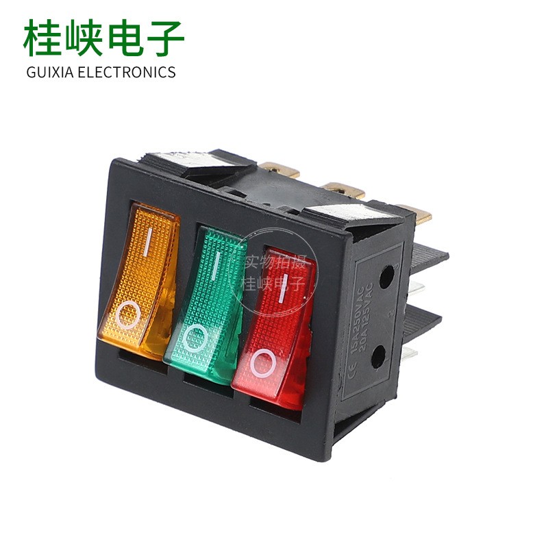 供应船型开关三联KCD9 大电流大功率三档九9脚 船型开关KCD3图2