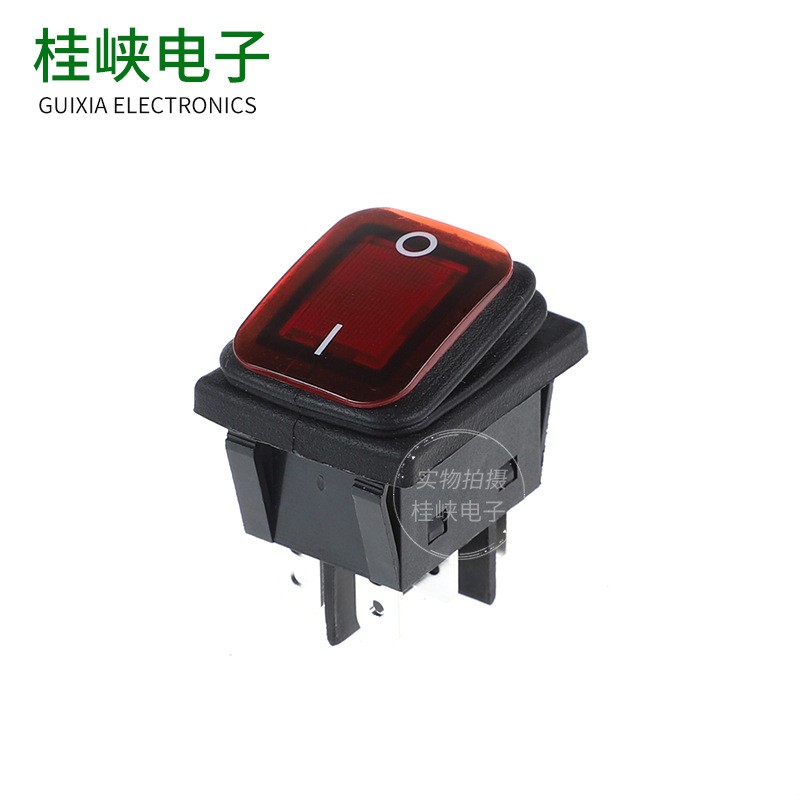 防水船型自锁翘板电源开关KCD4黑色4脚2档图2
