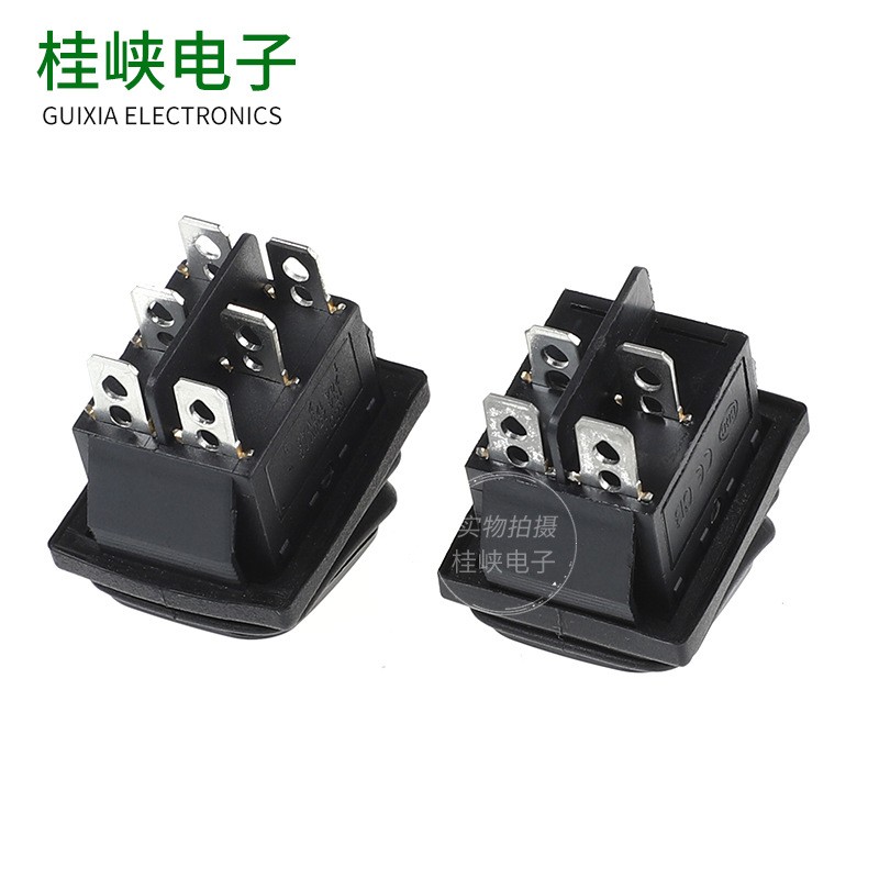 防水船型自锁翘板电源开关KCD4黑色4脚2档图4