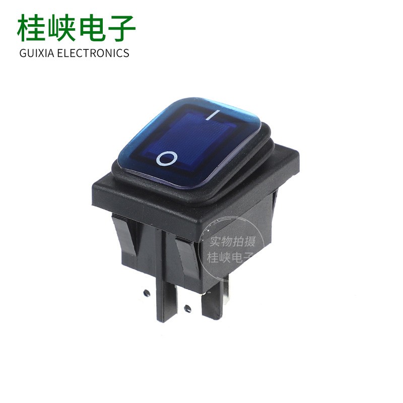 新品船型4脚2档带灯防水帽大电流翘板式按钮开关 船形开关图3