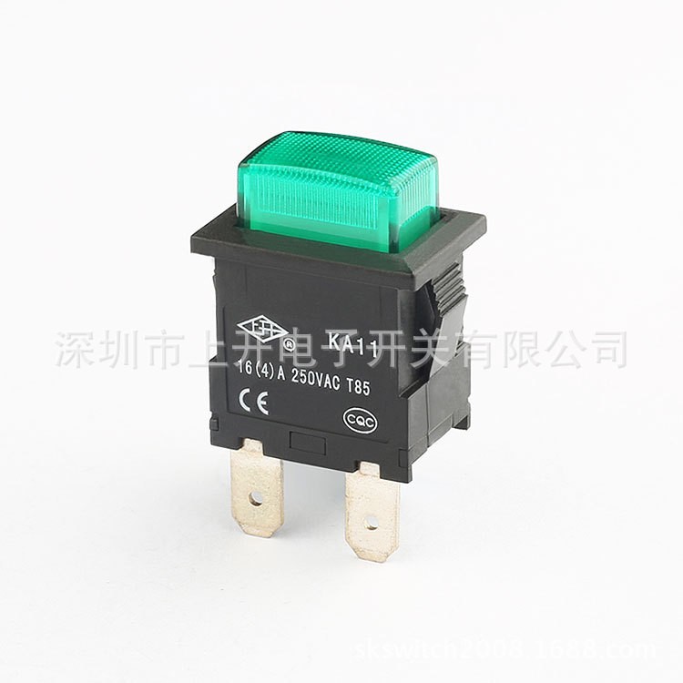 供应KA11型长方形船型按钮开关自锁4脚带灯红色图3