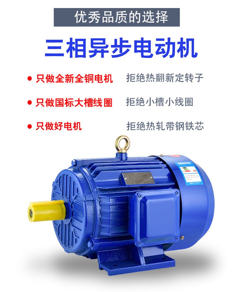 三相异步电机YE2系列全新0.75/1.1/1.5/2.2KW马达380V铜线电动机图4