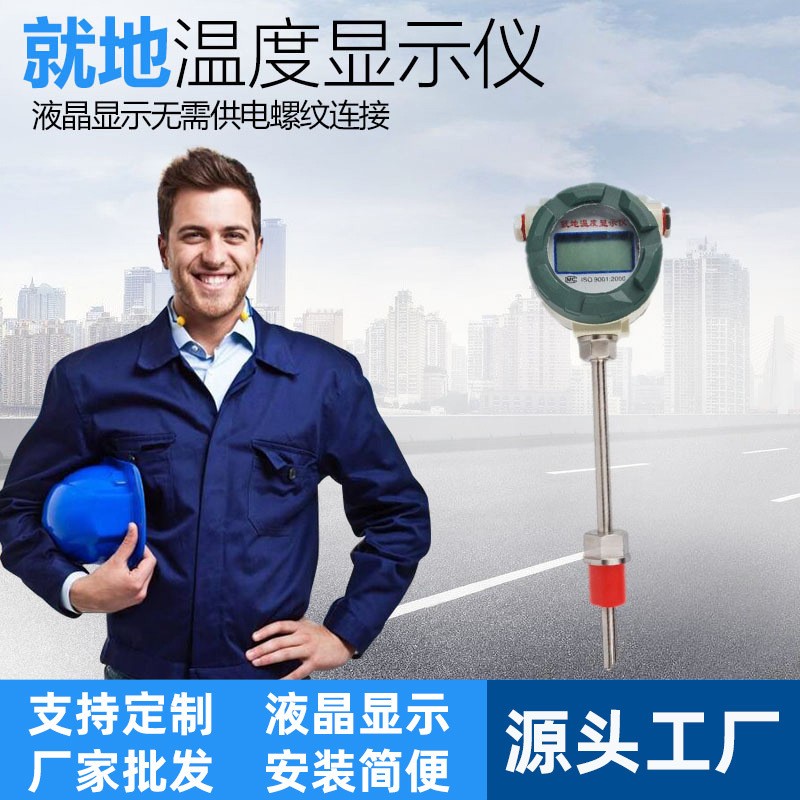 就地温度显示仪 液晶显示无需供电螺纹连接PT100热电阻温度显示仪图4
