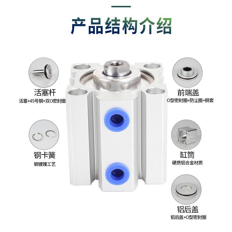以赛亚SDA63/SDA80/SDA100系列薄型气缸 硬质氧化缸体耐压图2