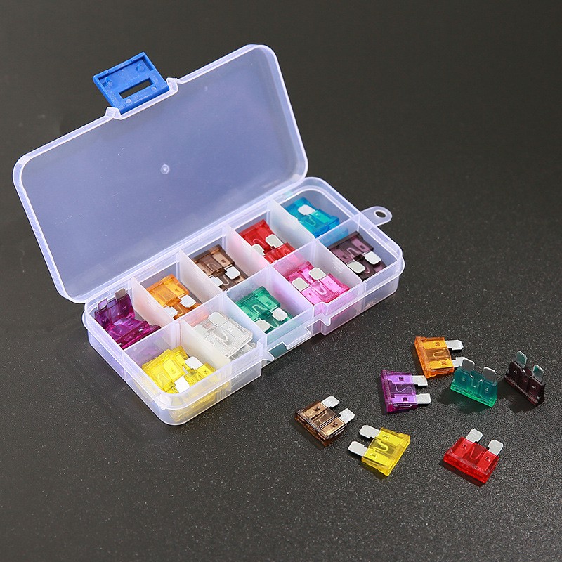 跨境电商50PCS汽车保险片盒装中号彩色车用插片式保险丝3A-40A图5