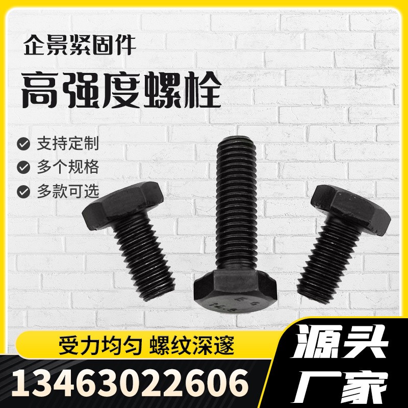 定制款 高强度碳钢螺栓 外六角螺栓 氧化发黑衬板外六角螺栓螺丝图3