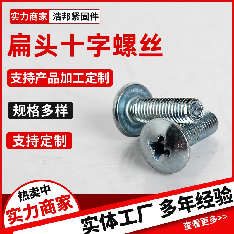 厂家供应扁头十字螺丝镀锌内十字半圆头螺栓4.8级全螺纹螺钉图3