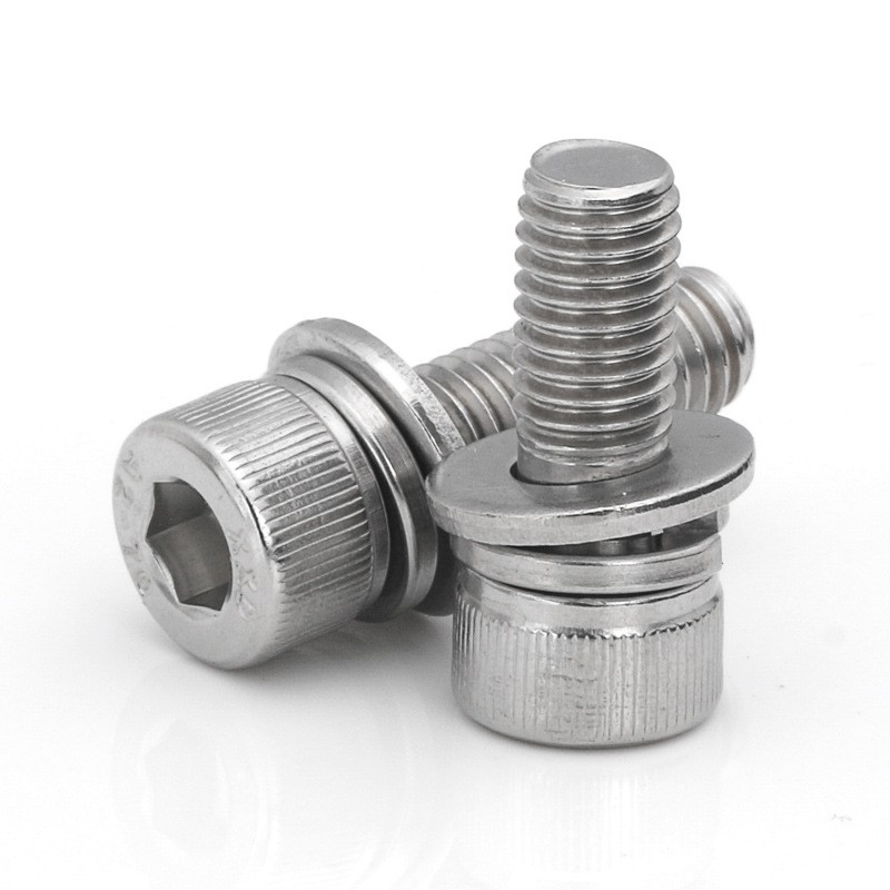 304不锈钢圆柱头内六角组合螺丝 M3-M12杯头平弹垫三组合螺钉螺栓图2