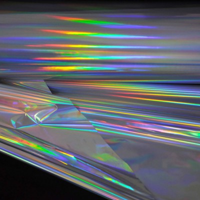 BOPP镭射膜 透明雪花UV反光彩虹七彩反光炫彩素面纸张复合膜 卷膜