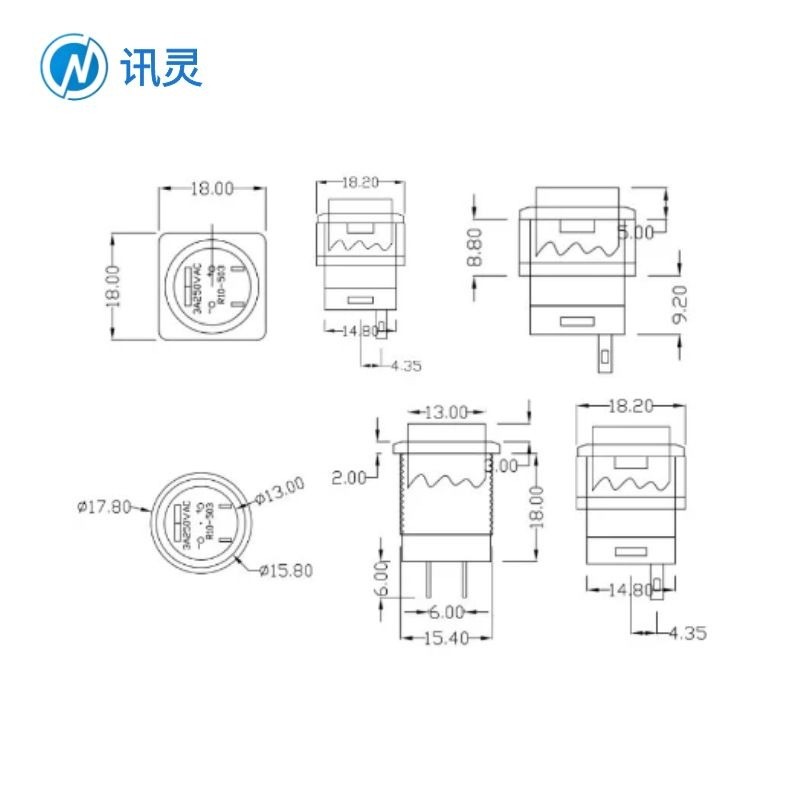 R16-503按钮开关16mm方形带灯自复位自锁发光LED玩具开关灯具开关图4