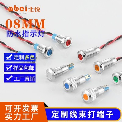 北悦8MM金属指示灯信号灯 LED电源设备电压指示灯双色12V 24V