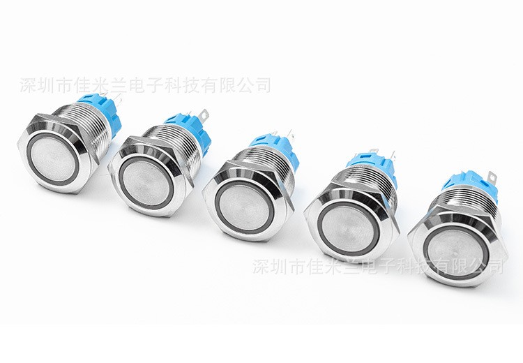 19mm金属防水按钮开关 带灯开关带环形灯 汽车改装12V24V自锁复位图2