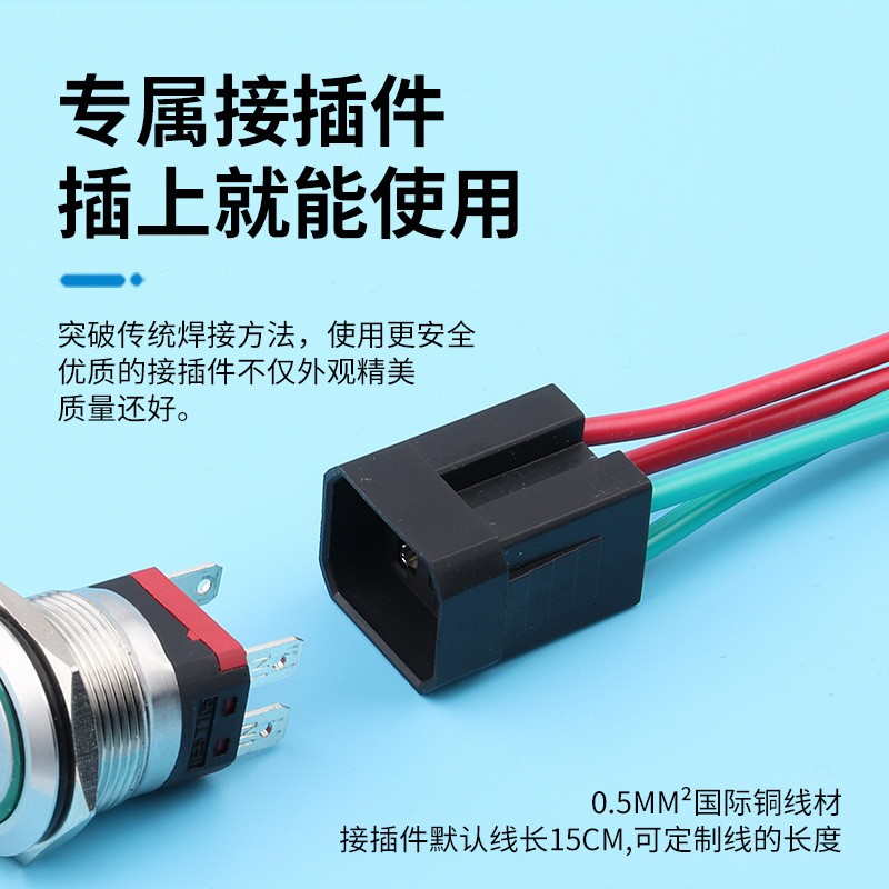22mm金属按钮开关15A20A大电流 带灯LED 2NO功能 大功率12V24V220图4