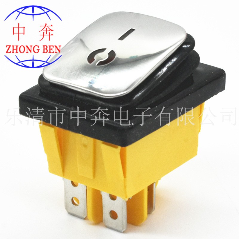 KCD4 12-24V 6脚3档 黄色带灯 连体防水 船型开关 双卡位船型开关图5