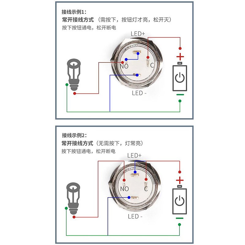超短款微行程金属按钮开关防水12/16/19/22/25/30点动按钮开关图2