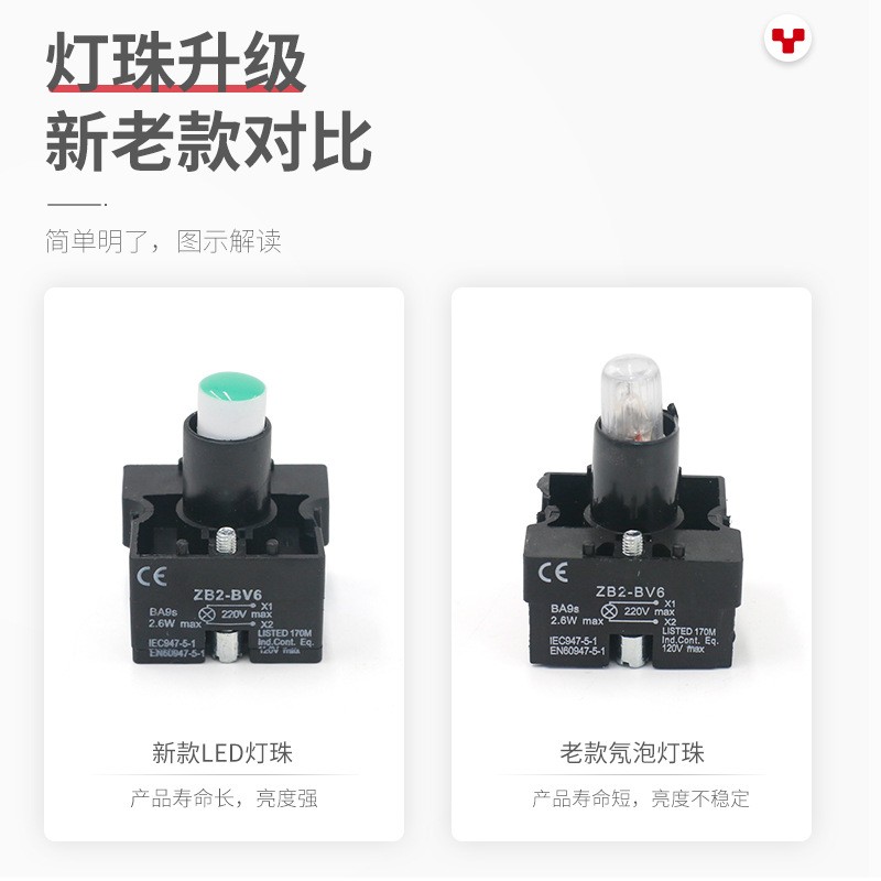 三利电源带灯按钮开关SLA5BE-11D XB2电源启动自复位24v380v220v图2