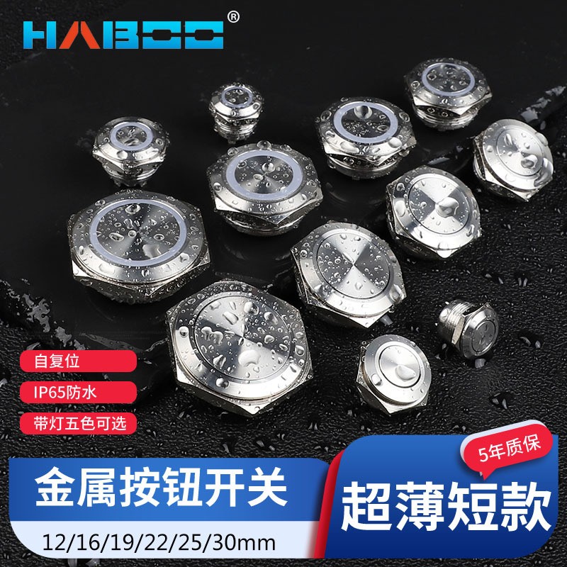 供应12/19/22/25/30轻触式金属 不锈钢点动按键开关 自复位开关16图4