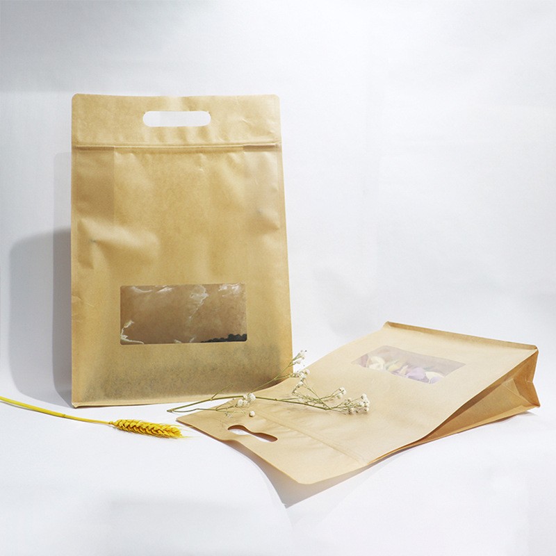 批发自立自封牛皮纸袋 开窗食品坚果茶叶包装袋 牛皮纸袋定制加工图4