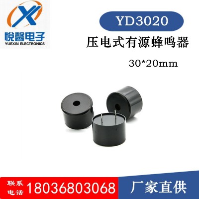 厂家直供 悦馨YD3020 12V压电式有源蜂鸣器 30*20mm插件