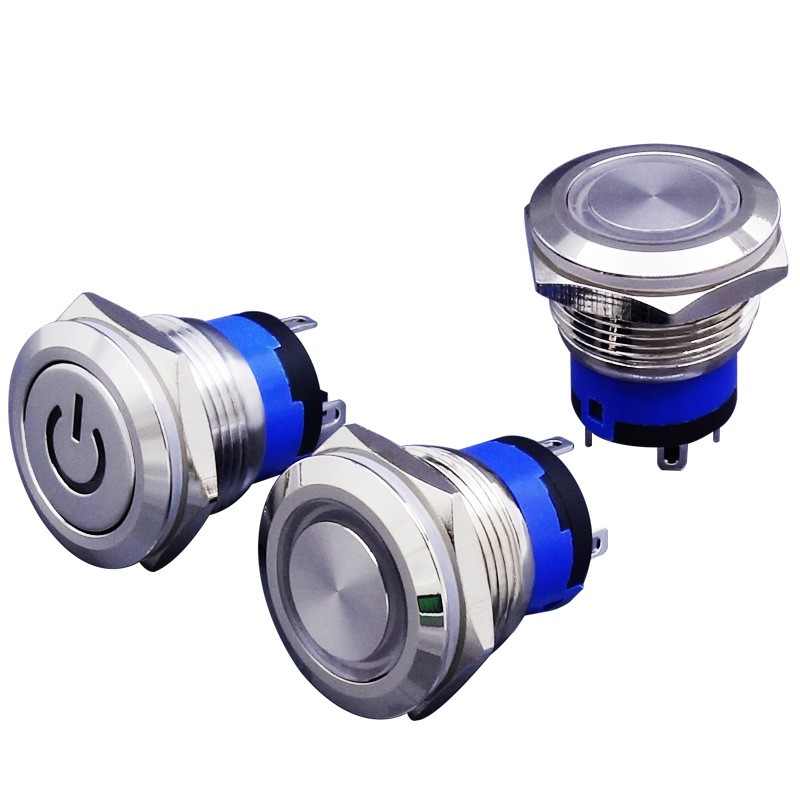 19mm金属按钮开关 超短款 自锁带LED灯 5V/12V/24V/220V 电源开关图4