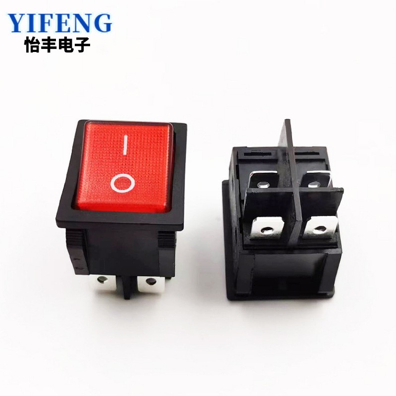 工厂直销KCD4-202N船型开关四六脚二档带灯大电流电源翘板开关图2