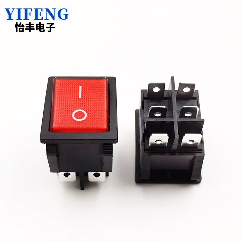 工厂直销KCD4-202N船型开关四六脚二档带灯大电流电源翘板开关图4
