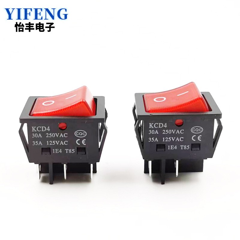 工厂直销KCD4-202N船型开关四六脚二档带灯大电流电源翘板开关图3