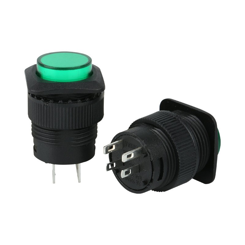 厂家销售现货16MM圆型自锁/无锁红蓝绿黄灯3A按钮电源开关图2