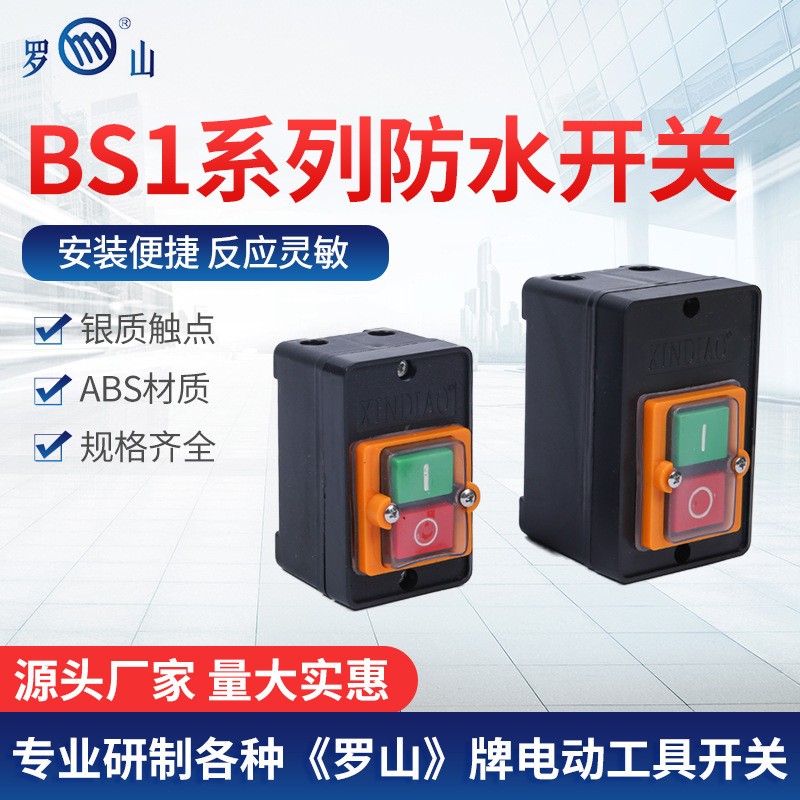罗山电器BS1-211按钮开关防尘防水开关 烧烤机明装机床专用图2