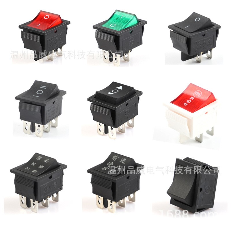 品威船型开关KCD4带灯二档三档4脚6脚船形翘板电源开关KCD1KCD3图3