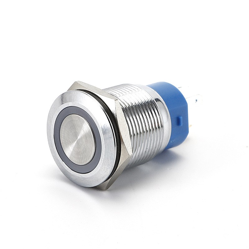 金属按钮开关 12mm16mm22mm自复位自锁防水LED银点按键电源标环形图4