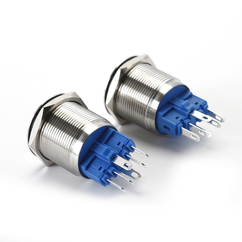 金属按钮开关自锁防水按钮平头高头电源标LED无灯小开关12V6v图4