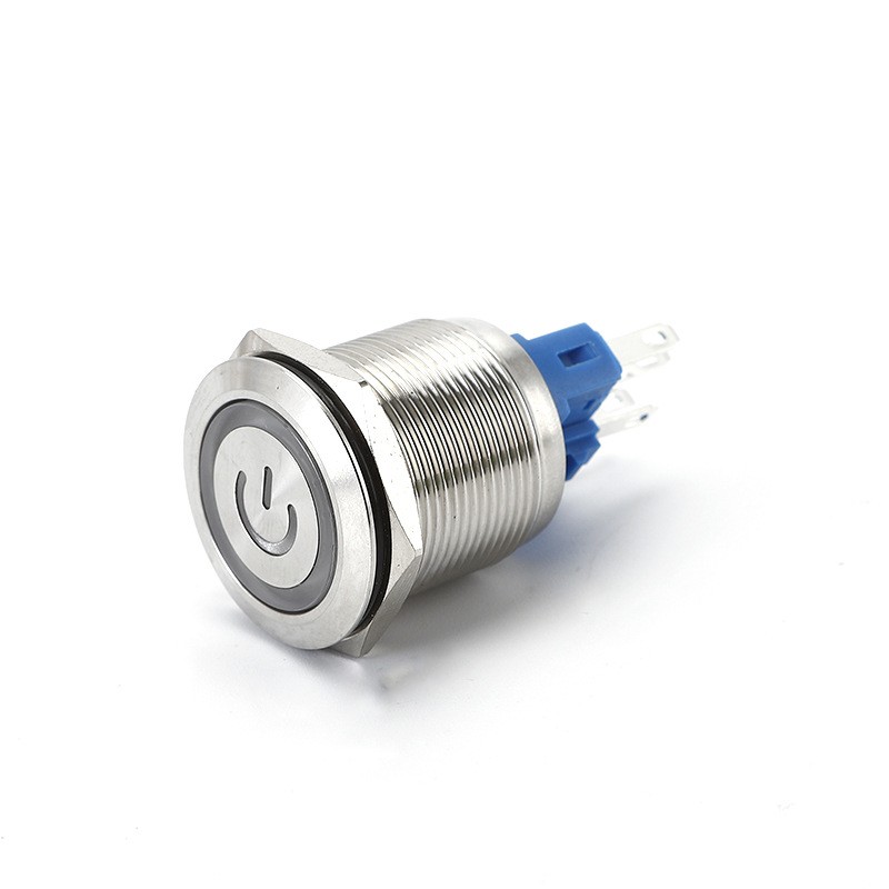 金属按钮开关自锁防水按钮平头高头电源标LED无灯小开关12V6v图3