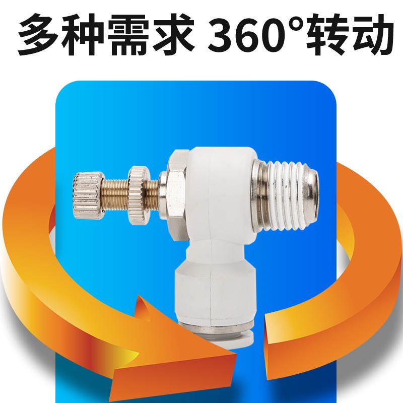 白色SL气动快插接头节流阀气管接头4-M5调节阀螺纹SL8-02调速阀图3